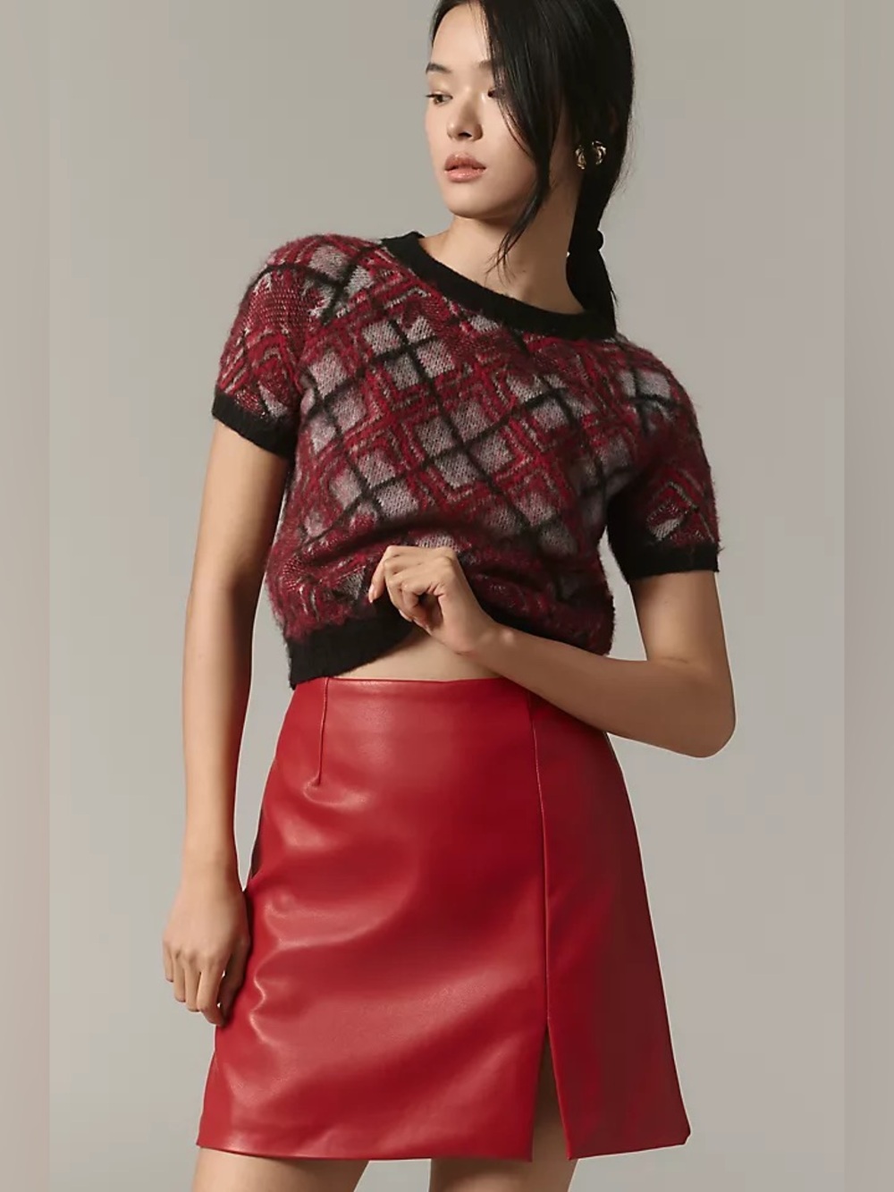 NWT Anthropologie Maeve Gemma Faux Leather Mini Skirt